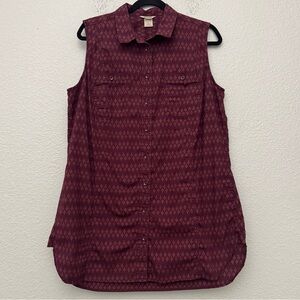 Duluth Trading Co. Free Range Organic Cotton Sleeveless Tunic Top Burgundy Large